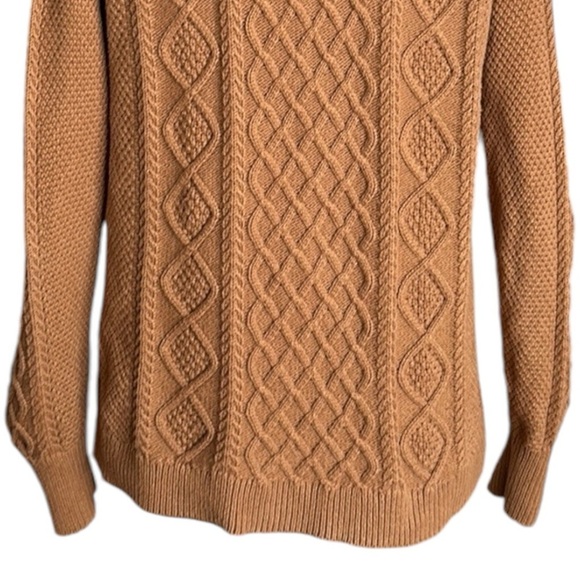 J. CREW Cable Knit Sweater Cotton Fisherman Chunky Tan, Size Small - Picture 12 of 15